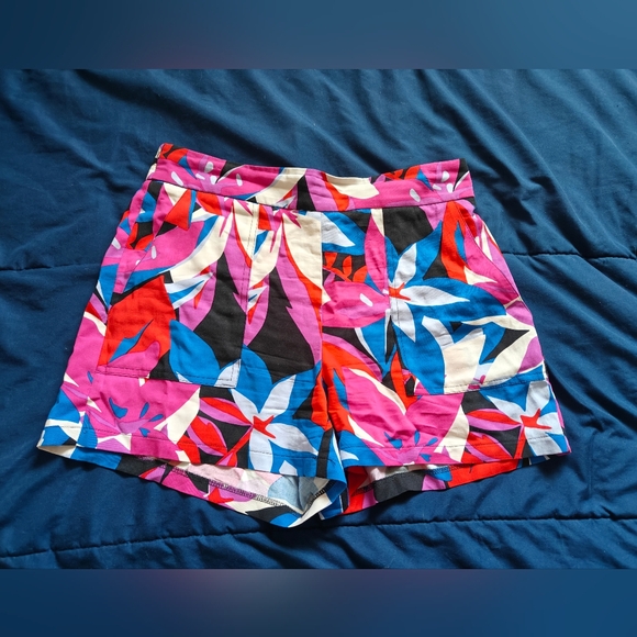 Nine West Pants - Nine West High Waist Floral Women's Shorts Med - Pink, Blue, White